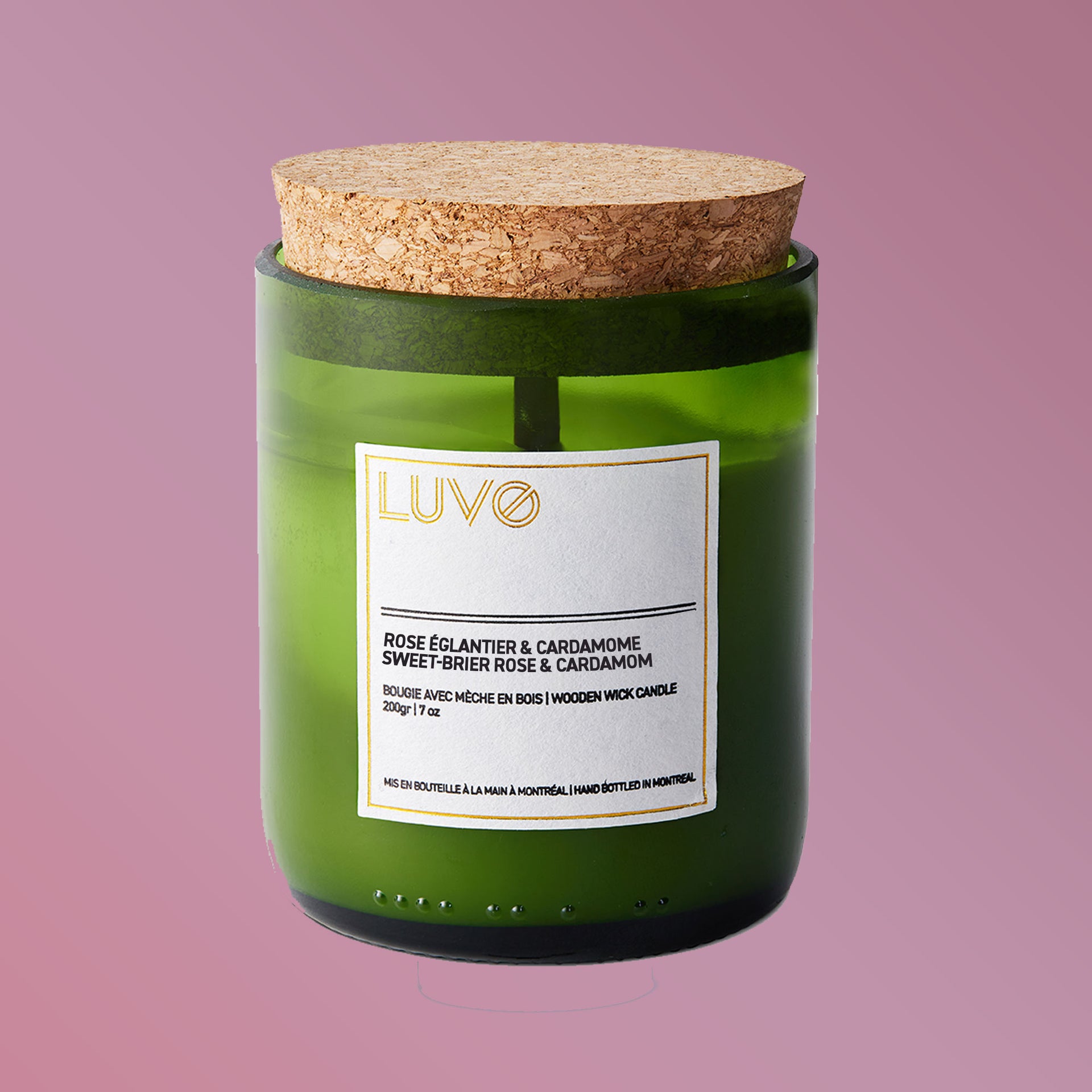 Sweet Brier rose & Cardamom Scented wooden wick candle - LUVO Candles | Bougies