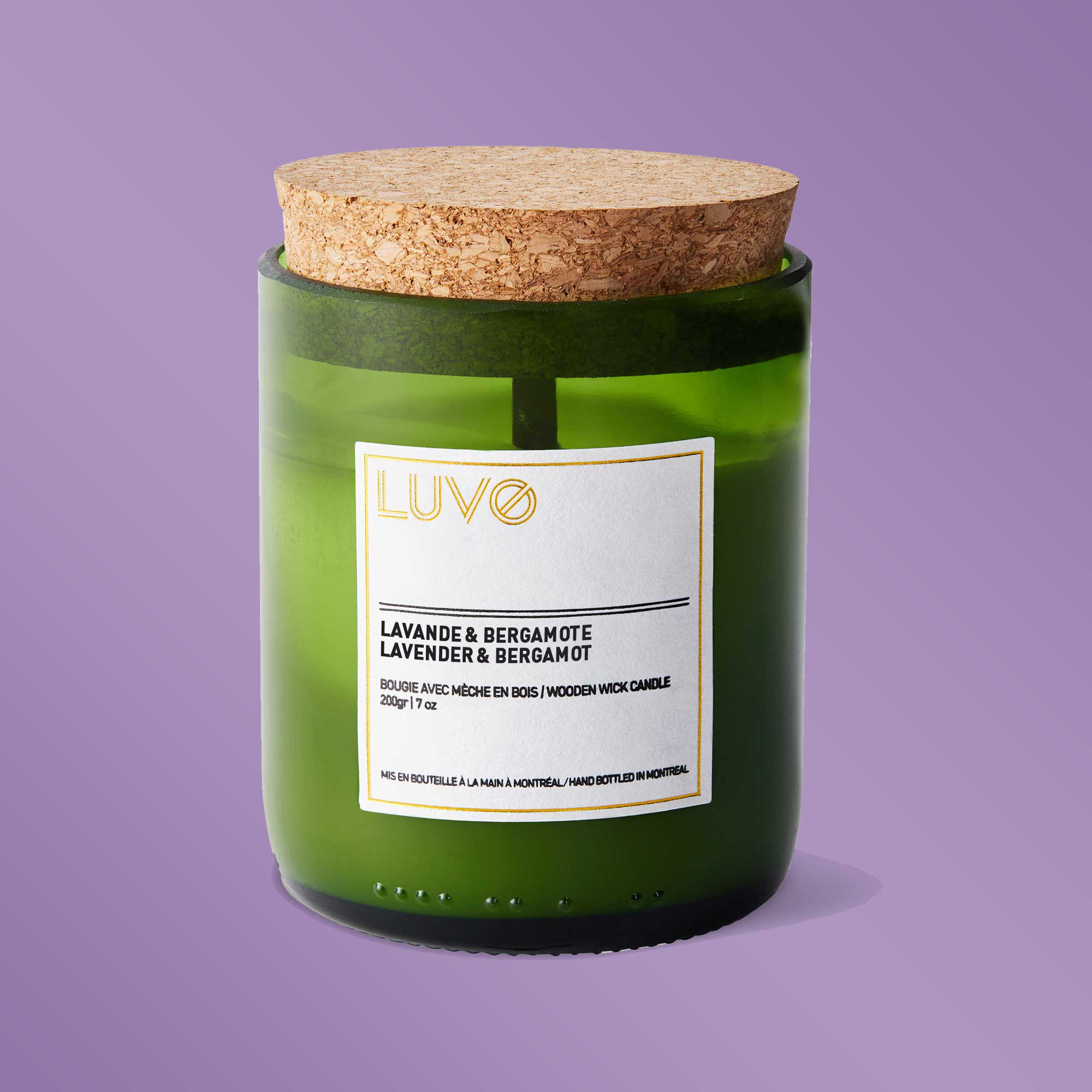 Lavender & Bergamot Wooden Wick Scented Candle - LUVO Candles | Bougies