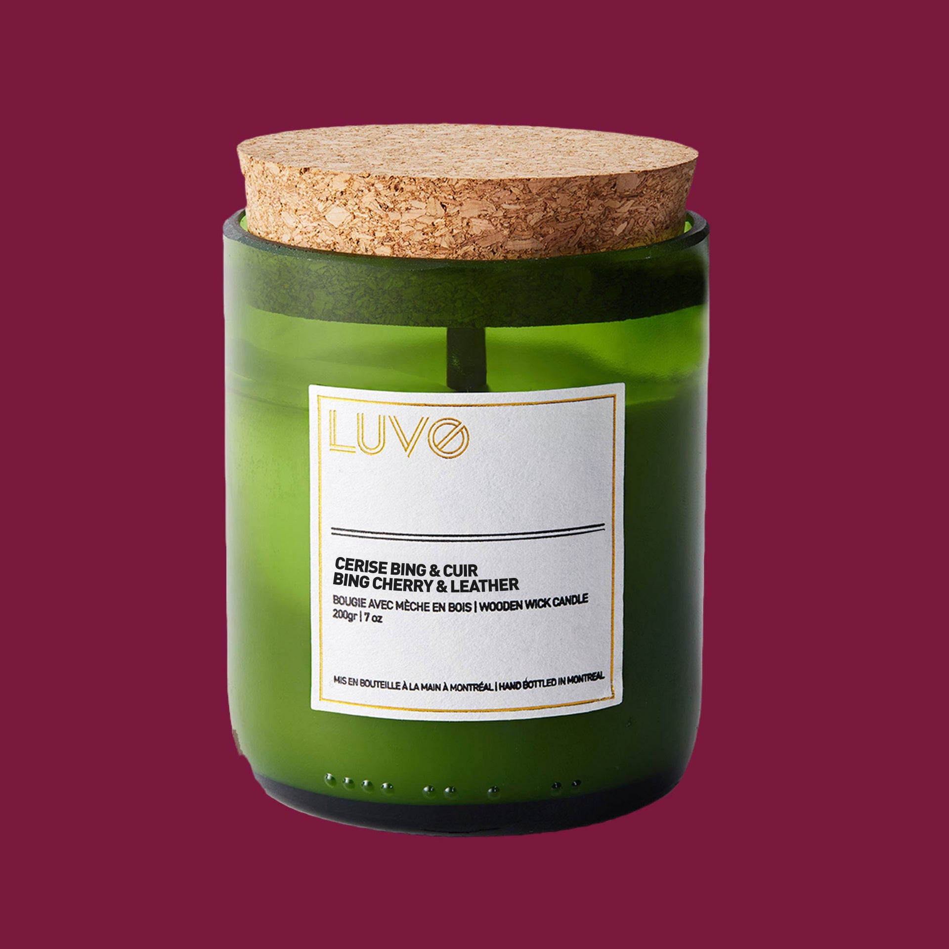 Bing cherry & Leather Wooden Wick Scented Candle - LUVO Candles | Bougies