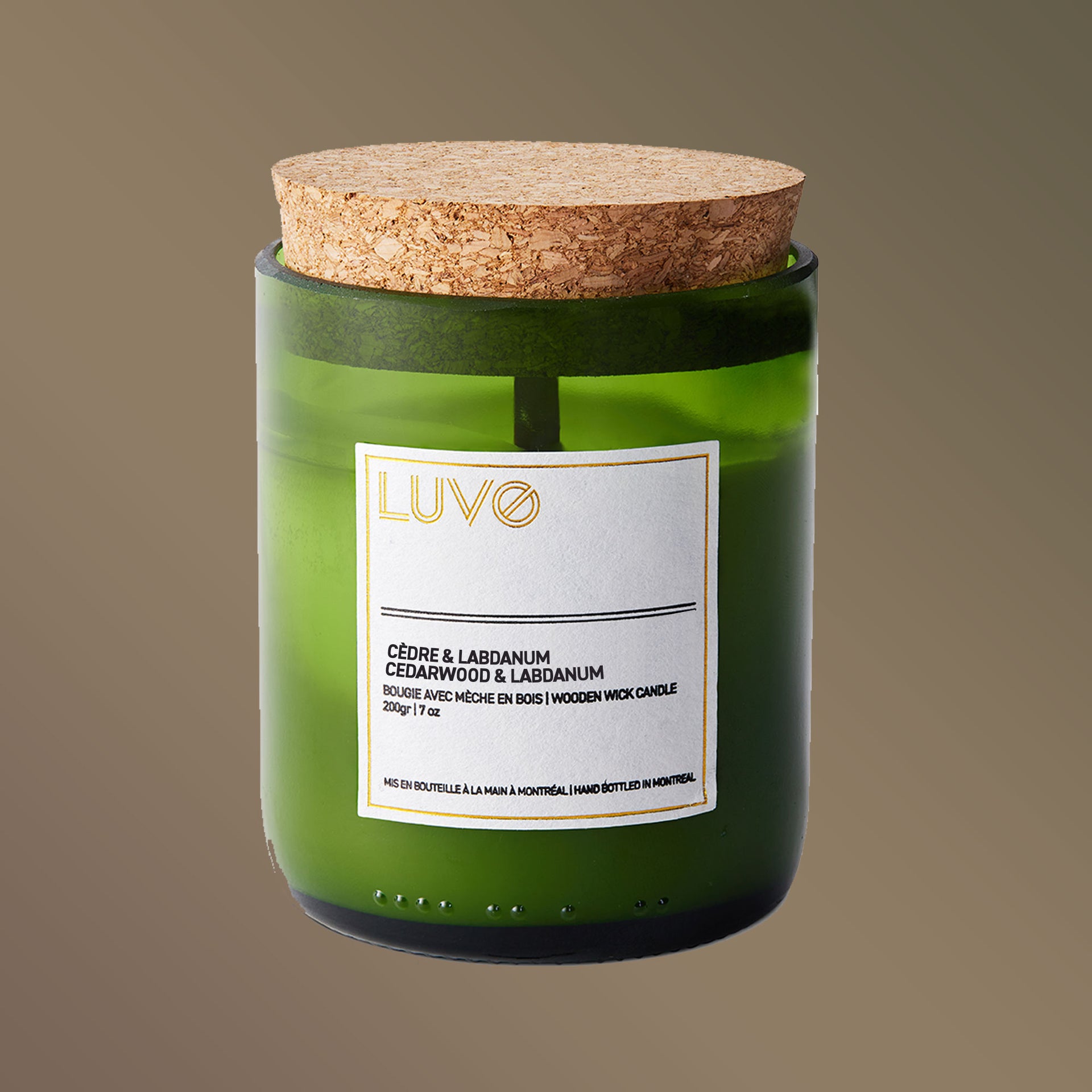 Cedarwood & Labdanum Wooden Wick Scented Candle - LUVO Candles | Bougies